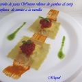 Raviolis de pasta Wonton rellenos de gambas al[...]