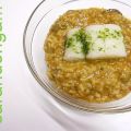 Arroz meloso de verduras con bacalao al vapor
