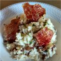 Arroz cremoso con setas y jamón crujiente