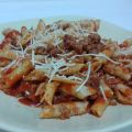 Macarrones con carne y chorizo a la riojana
