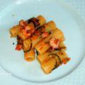 TORTIGLIONI AL RAGÙ DI VERDURE E GAMBERETTI