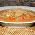 Sopa de verduras con soja texturizada
