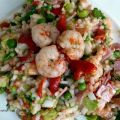 Ensalada de arroz con vinagreta de mostaza.
