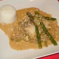 Bacalao al curry rojo, con arroz jazmin.