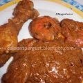 Pollo con gambas al chocolate