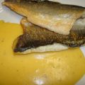 Lubina con puré de patata a la naranja
