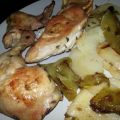 Pollo al horno con limón y pimientos