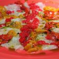 Carpaccio de bacalao con pimientos y huevas o[...]
