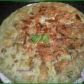 TORTILLA DE ALCACHOFA Y AJOS TIERNOS.