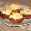 Muffins de platano con frosting de naranja