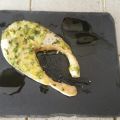 Salmón a la naranja con aroma de menta.