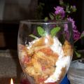 Crumble de albaricoques, cerezas y nísperos