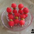 APERITIVO DE SANDIA Y ACEITUNA RELLENA