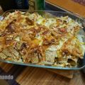 Nachos al horno con beicon y pollo