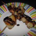 Brochetas de pollo y melón