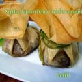 Saquitos de jamón ibérico y cebolla caramelizada