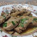 Solomillo de cerdo al ajillo con champiñones