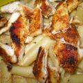 Pasta con salsa Alfredo y pollo marinado