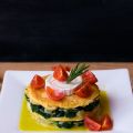 Timbal de tortilla y espinacas con queso