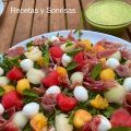 ENSALADA DE SANDIA, MELON ,MELOCOTÓN Y JAMÓN!