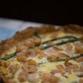 Quiche de espárragos, champiñones y gambas