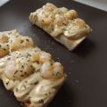 Mousse de mejillones en escabeche con gambas