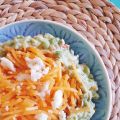 Noodles de zapallo con salsa de palta y palmitos