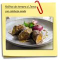 Rollitos de ternera al Jerez con calabaza asada