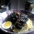 PASTA EN SALSA DE CHOCOS A LA MOSTAZA