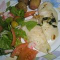 ENSALADA DE CANGREJO CON PANGA A LA PLANCHA