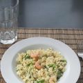 Pasta con espárragos y gambas