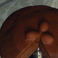 Tarta de chocolate, caramelo y moca