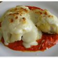 BACALAO  CON BECHAMEL SOBRE SALSA DE PIMIENTOS