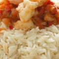 Langostinos en salsa con arroz basmati