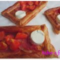 Tartaletas de jamón, queso de cabra y tomate