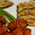 Verduras a la plancha con vieiras especiadas
