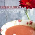 Crema de puerros con remolacha
