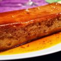 Pudding de melocotón en almíbar