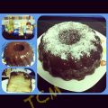 Tarta borracha de coco y chocolate