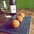Croquetas de bacalao y pimientos asados