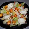 Ensalada de bacalao y rulo de cabra