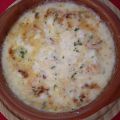 Fundido de queso con gambas