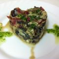 Revuelto de champiñones y jamón en corazón