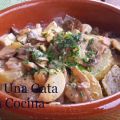 Patatas con champiñones con salsa de queso