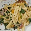 MACARRONES CON ESPINACAS Y JAMÓN