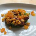 Tirabeques o judías verdes con foie y maíz
