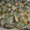 Mejillones gratinados con perejil y parmesano