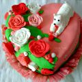 Tarta corazón con flores para Nerea