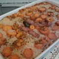 Salchichas frescas con arroz al comino
