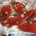 Bacalao al vapor con piquillos